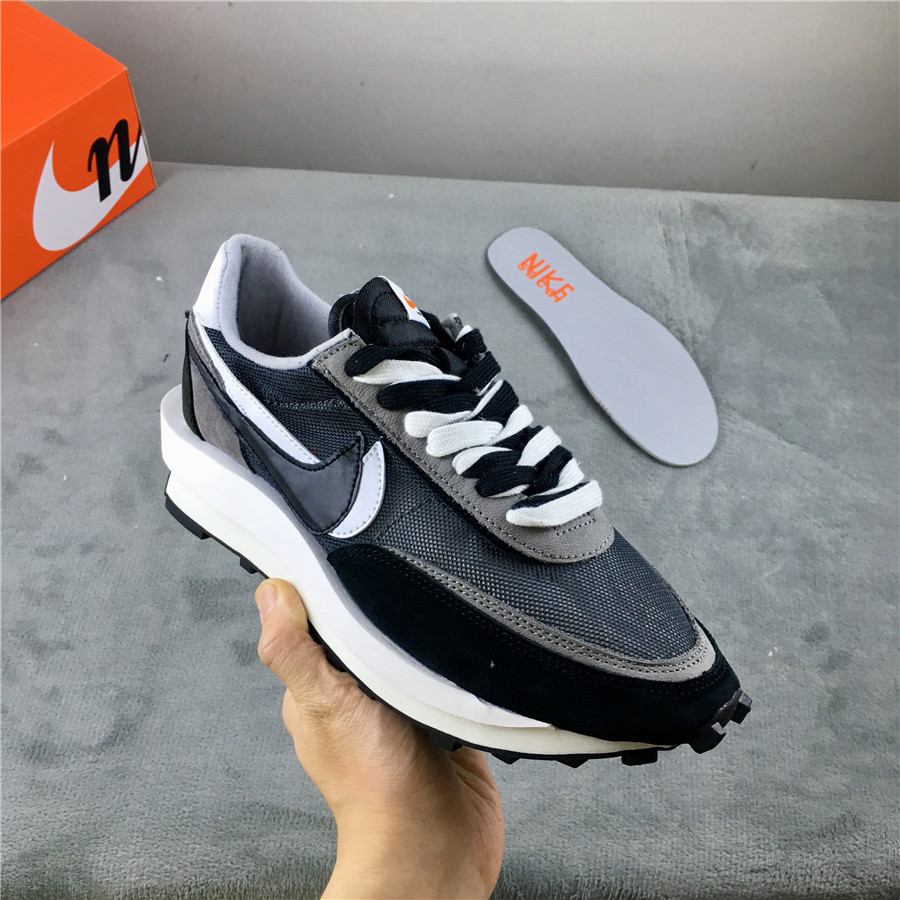 Women Sacai x Nike LDV Waffle Black Grey White Shoes